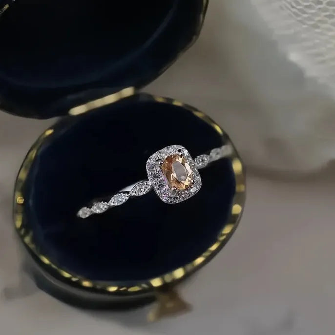 Unique Orange Cubic Zirconia Wedding Rings for Women Silver Gold Color Elegant Jewelry 2023