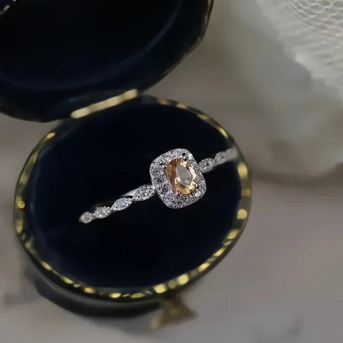 Unique Orange Cubic Zirconia Wedding Rings for Women, Silver & Gold Color, Elegant Fashion Jewelry 2023