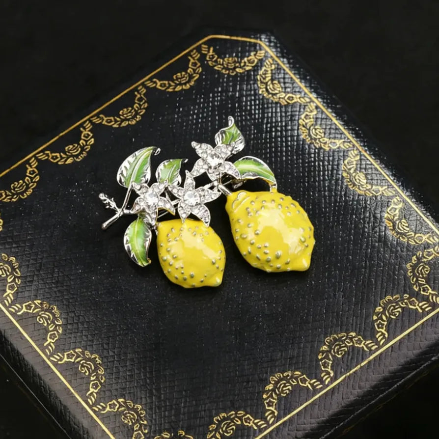 Luxury Lemon Fruit Classic Brooch for Men and Women Stylish Accessory
