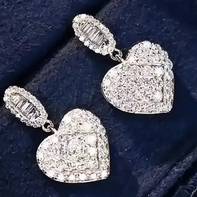 Heart-Shaped Cubic Zirconia Drop Earrings for Women Wedding Gift