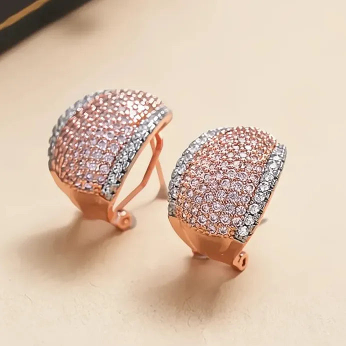 Two Tone Geometric Cubic Zirconia Drop Cuff Earrings for Women Gift