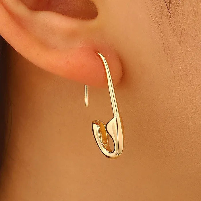 Vintage Zinc Alloy Simple Paperclip Drop Earrings for Women Gift
