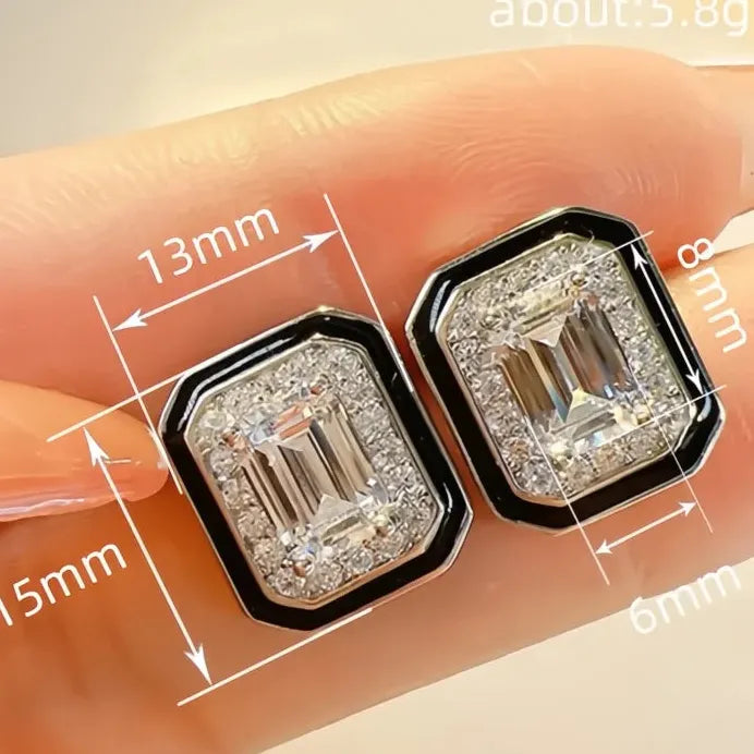 Geometric Cubic Zirconia Stud Earrings for Women Stylish Daily Wear Jewelry