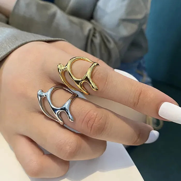 Adjustable Silver Geometric Vintage Punk Ring for Women Party Jewelry