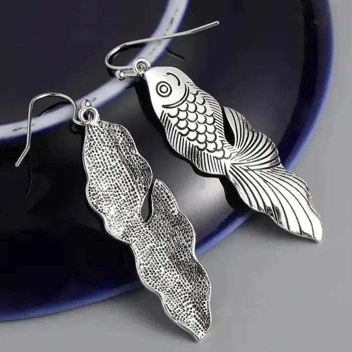 Retro Exaggerated Women's Goldfish Earrings Zinc Alloy Drop Jewelry Gift