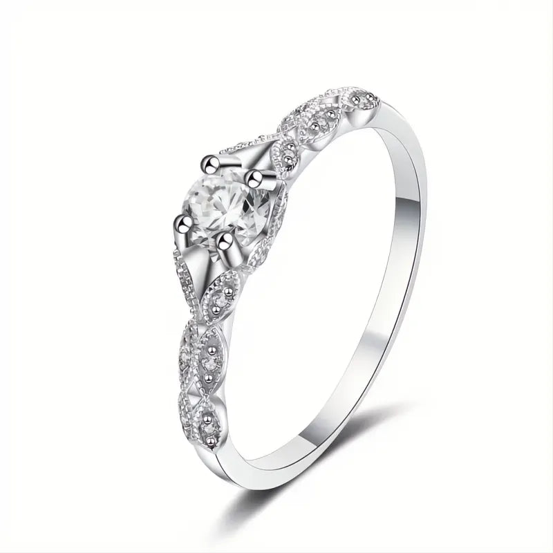 Light Luxury Cubic Zirconia Women's Ring Brass Metal Simple Fashion Temperament Ring