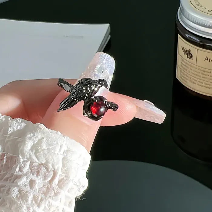 Black Thorn Crown Ring Y2K Punk Adjustable Zircon Statement Gift