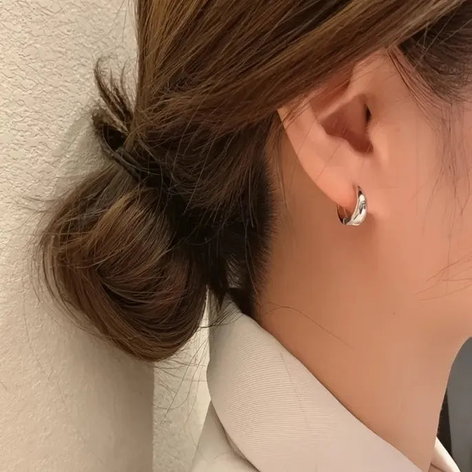 Copper Alloy Geometric Hoop Earrings Simple Versatile Daily Jewelry