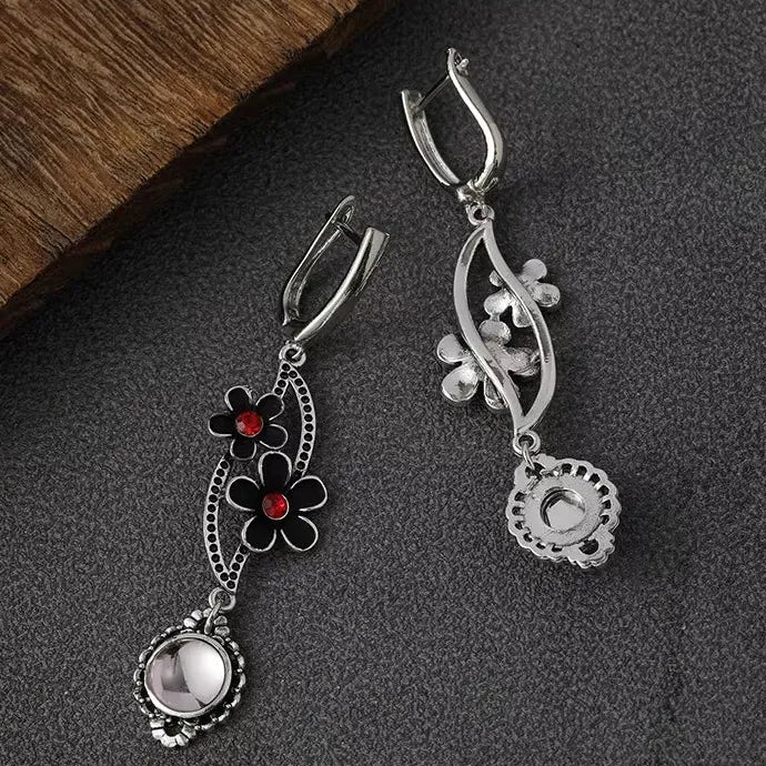 Vintage Bohemian Flower Drop Earrings Zinc Alloy Ethnic Ear Hook Jewelry Gift