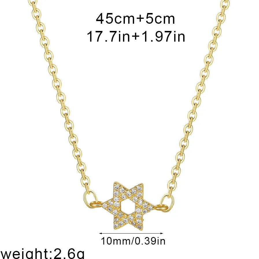 18K Gold Plated Geometric Palm Love Heart Cross Pendant Necklace CZ Charm