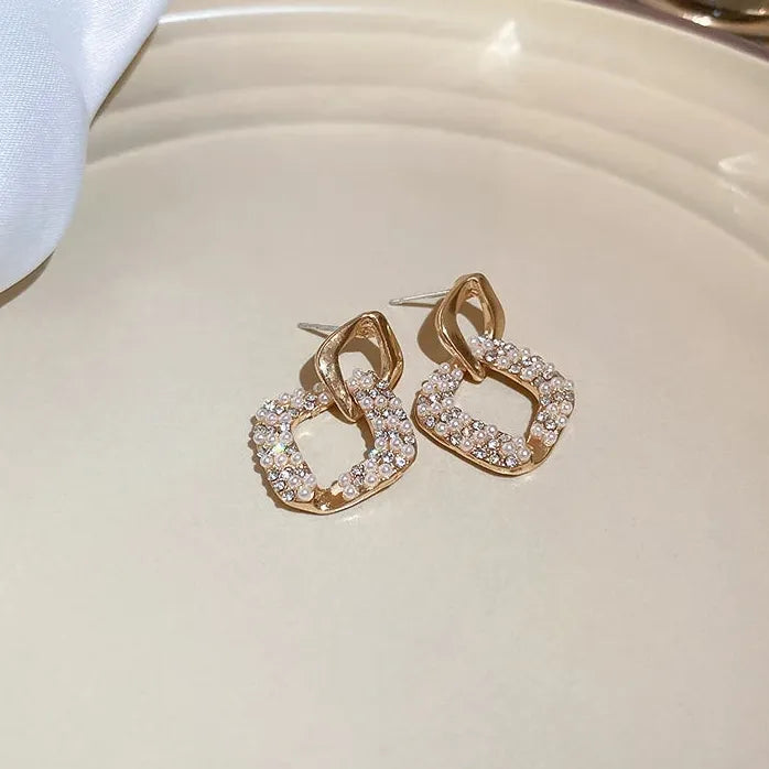 Pendientes de perlas redondas geométricas de cobre diseño personalidad 2021 mujer niña
