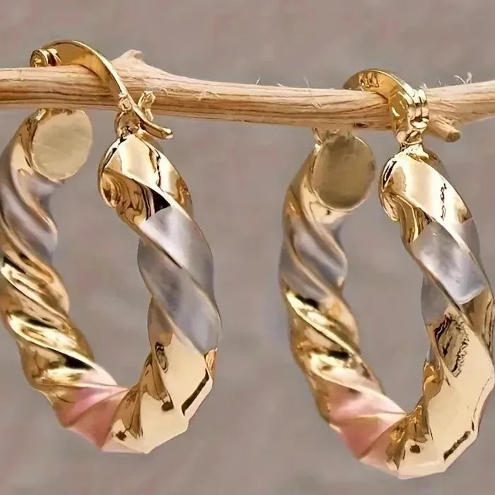 Simple Exquisite Gold Hoop Earrings Zinc Alloy Jewelry for Women Hot Sale