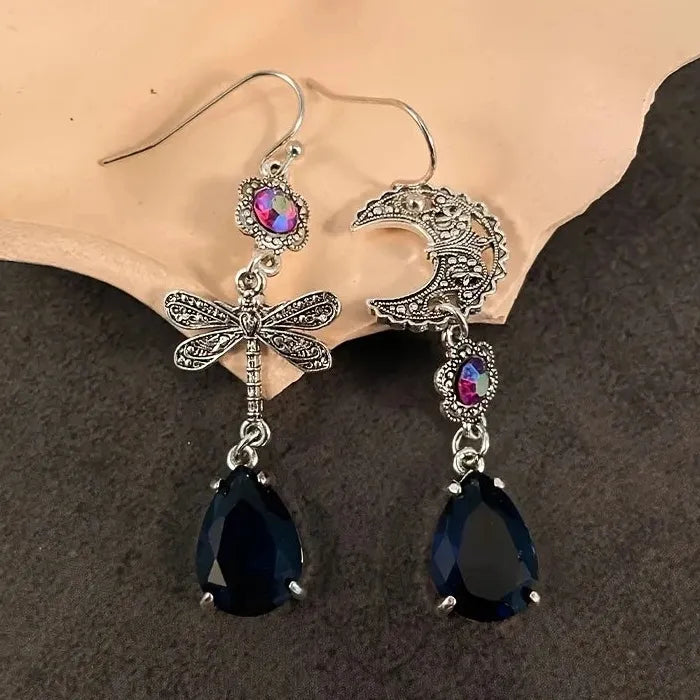Retro Dragonfly Drop Earrings for Women Girls Cubic Zirconia Animal Jewelry