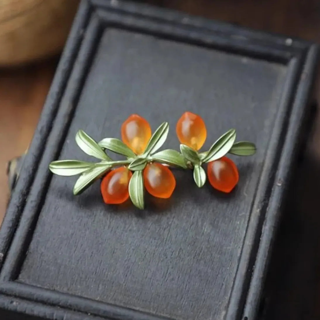 Luxury Lucite Orange Berry Women's Brooch Classic Elegant Gift Accessory