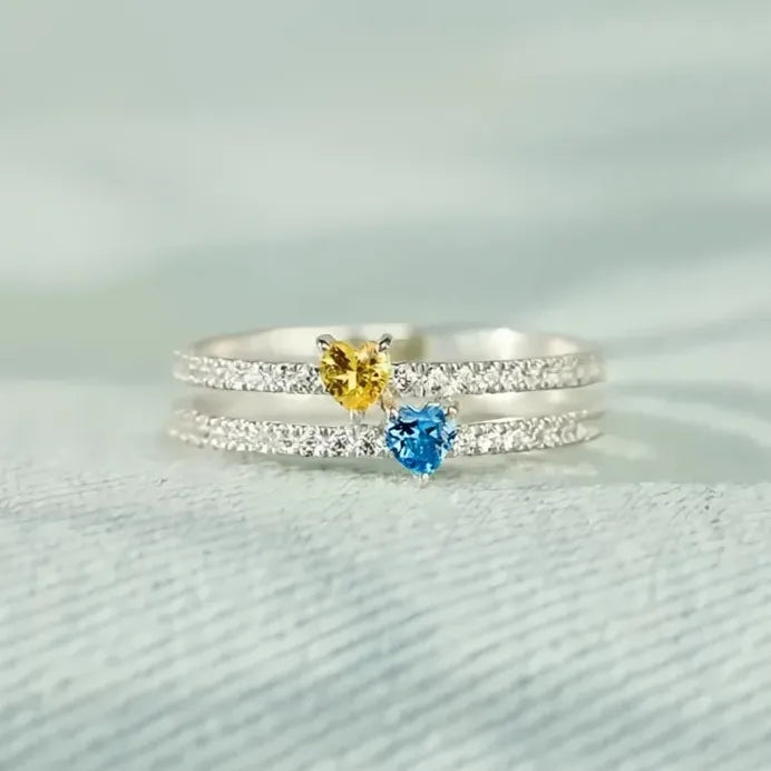 Dainty Heart Cubic Zirconia Ring for Women Stylish Shiny Party Jewelry