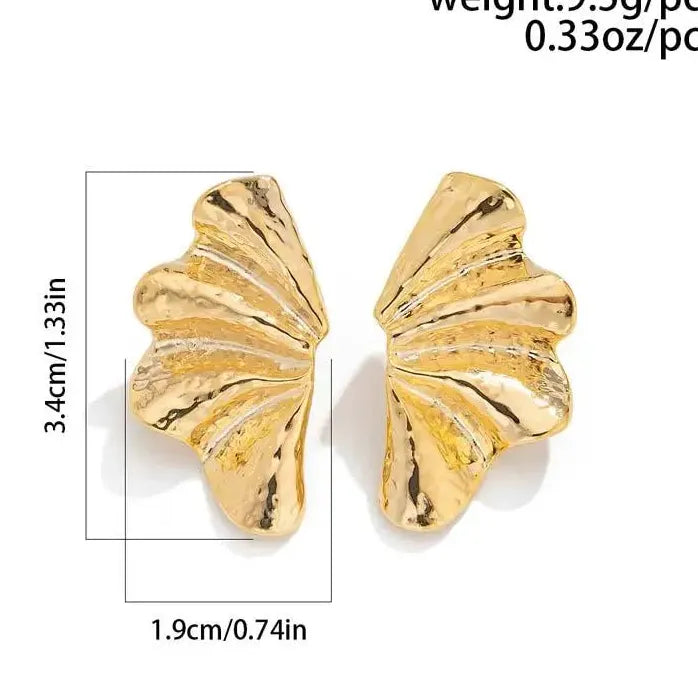 Vintage Irregular Half Flower Stud Earrings for Women Elegant Nature Jewelry