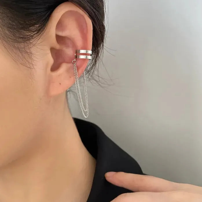 Long Tassel Clip Earrings for Women Girls Pearl Cubic Zirconia Fashion Jewelry