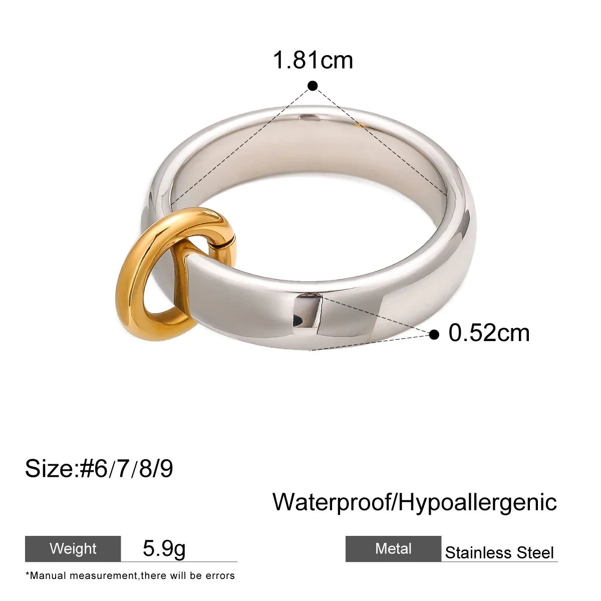 Waterproof C Shape Hoop Earrings for Women Stainless Steel Gold Plated Rings