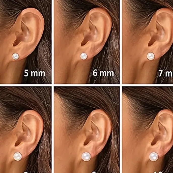Simple Imitation Pearl Stud Earrings for Women Gold Color 5-10MM Dainty Trendy Jewelry
