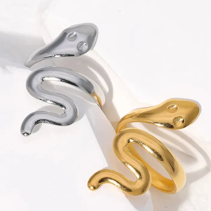 Adjustable Stainless Steel Gold Snake Ring Vintage Gothic Punk Jewelry Party