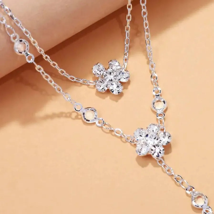 Adjustable Zircon Flower Bracelet for Women Crystal Jewelry Gift Plant Design