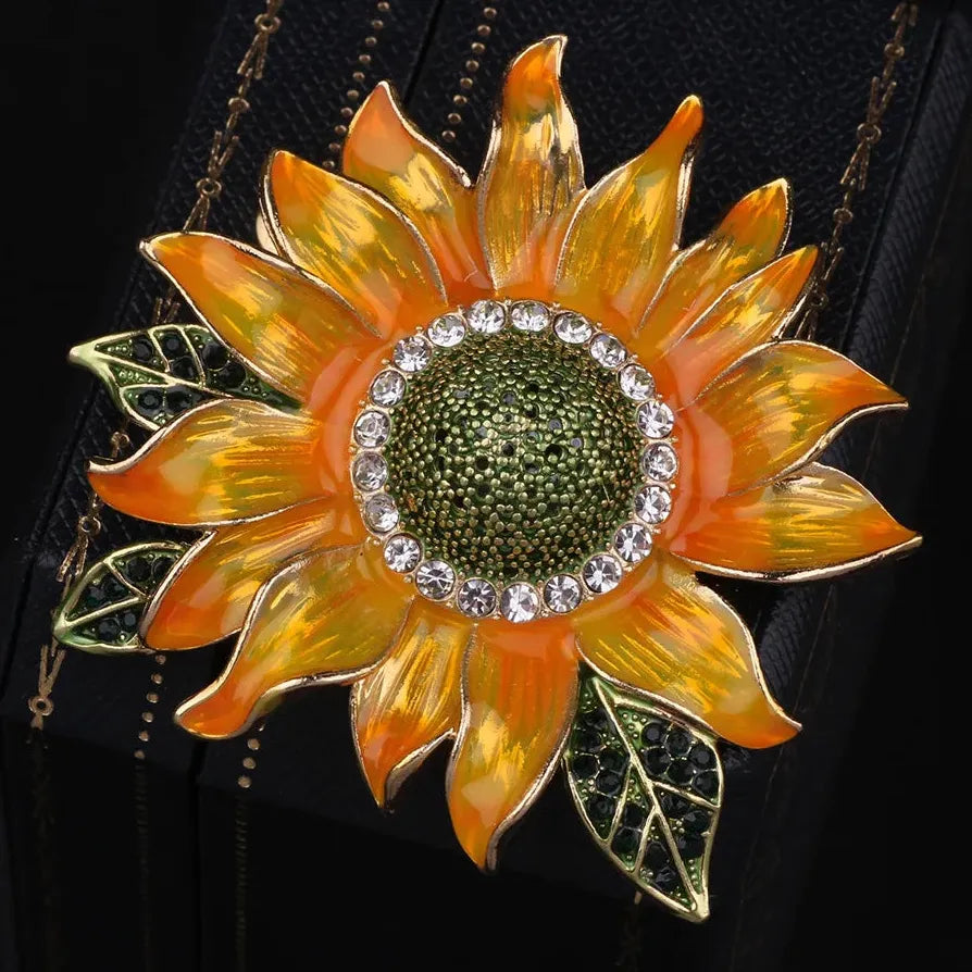 Classic Sunflower Brooch Wedding Gift for Men & Women Elegant Style