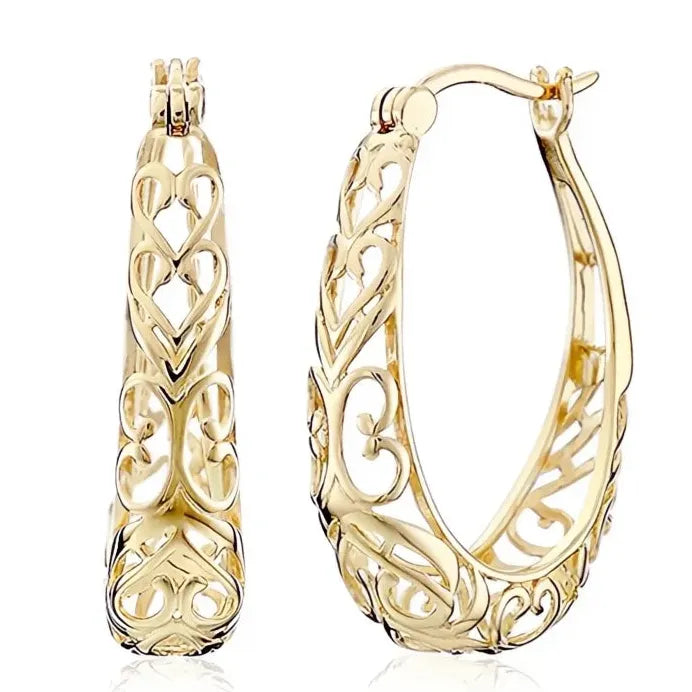 Elegant Geometric Hollow-Out Hoop Earrings Jewelry Gift for Women