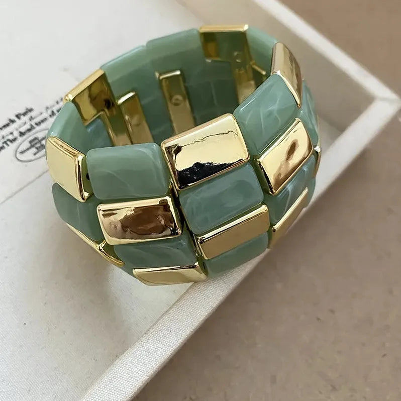 Acrylic Square Splicing Geometric Round Bangles for Women Simple Fashion Jewelry Bracelet