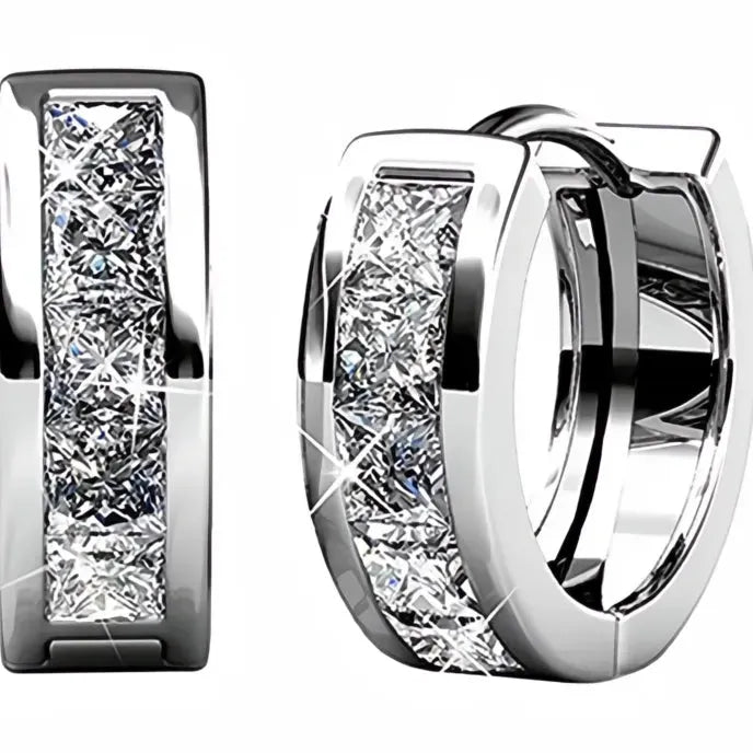 Women’s Geometric Hoop Earrings Copper Alloy with Half Circle Cubic Zirconia Jewelry Gift