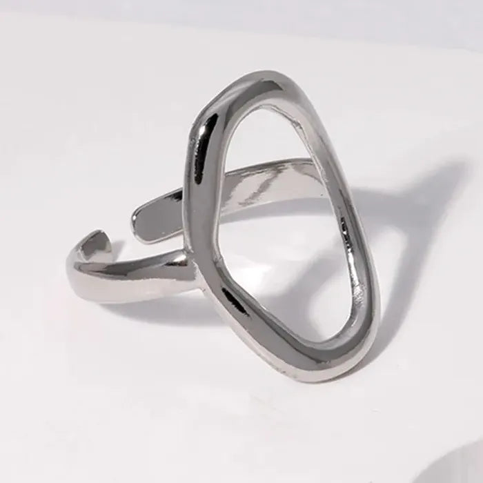 Stainless Steel Hollow Circle Rings for Women Punk Multi Layer Jewelry Gift