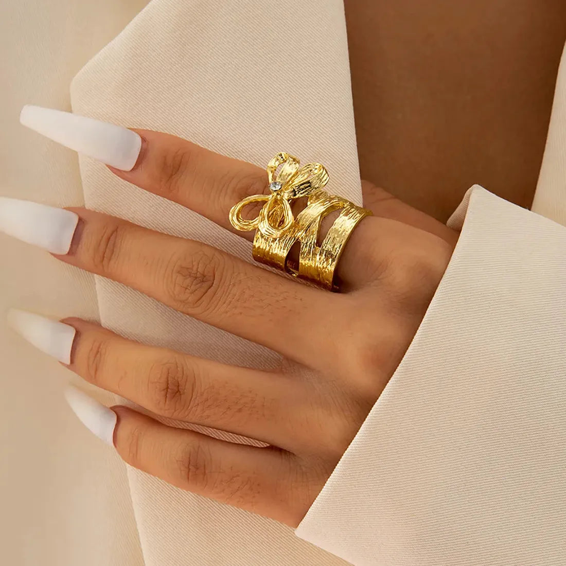 Adjustable Geometric Open Rings for Women Punk Hip Hop Fashion Jewelry