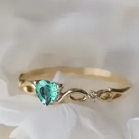 Heart Brass Ring with Cubic Zirconia Geometric Design Fashion Gift for Women
