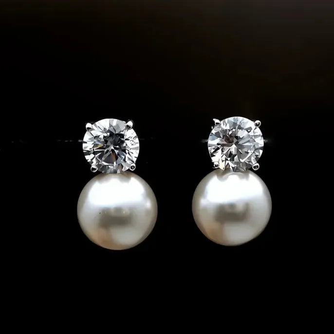 Dainty Women Imitation Pearl Stud Earrings Silver Color Elegant Wedding Jewelry Daily Wear