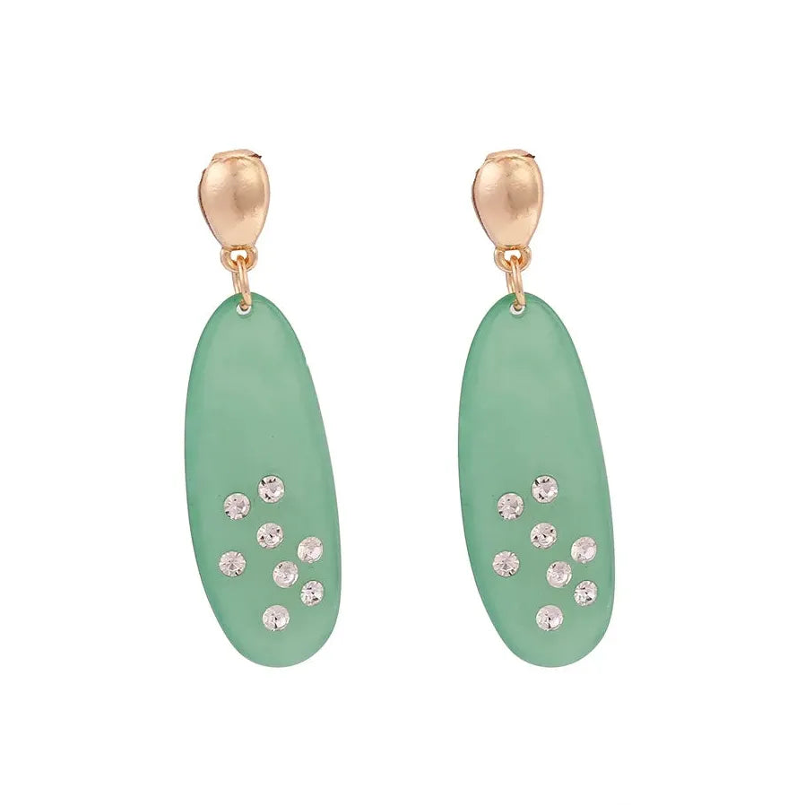 Vintage Long Oval Rhinestone Drop Earrings for Women Ladies Jewelry Gift