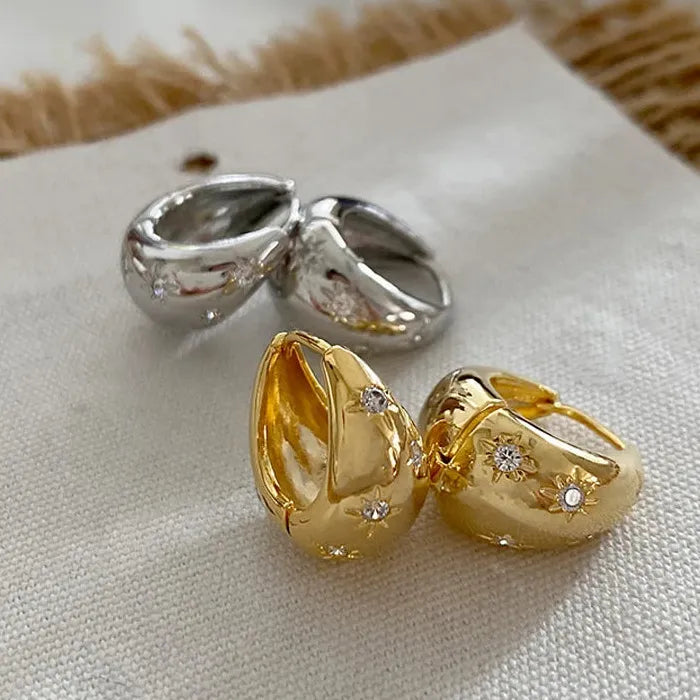 Stainless Steel Star Drop Hoop Earrings Chunky Punk Y2K Jewelry for Women