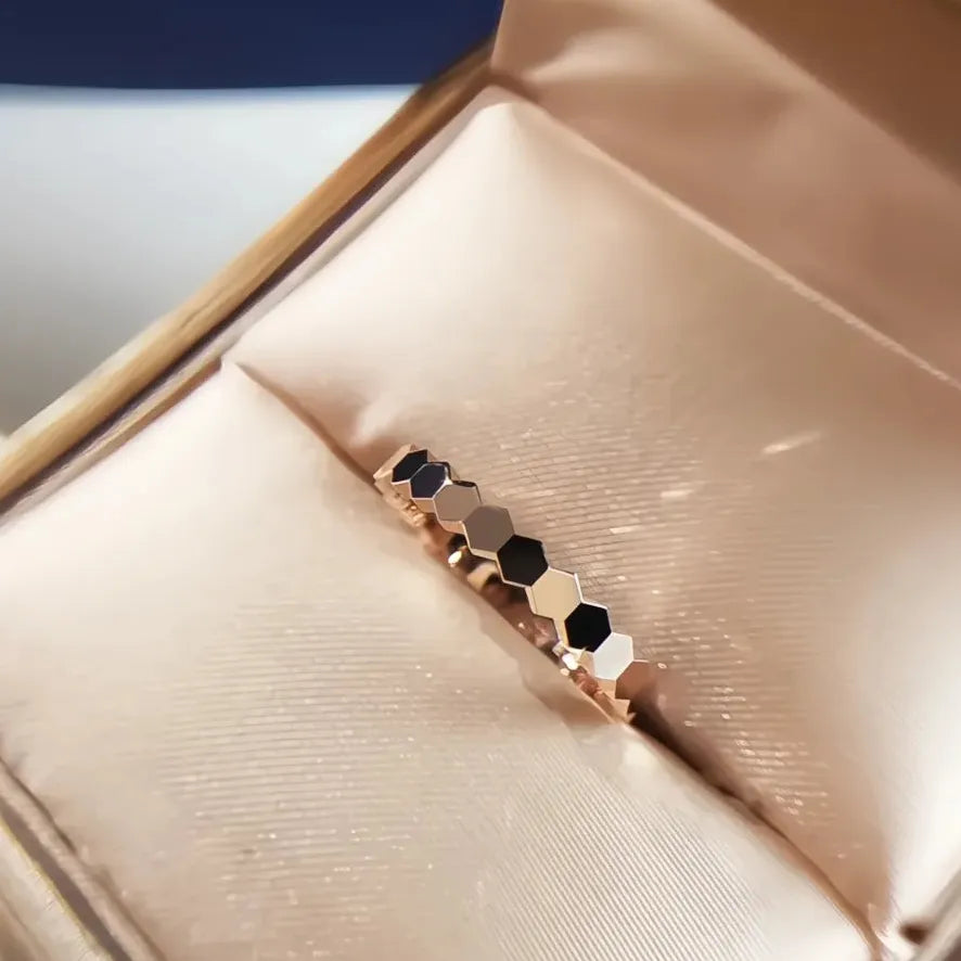Women’s Geometric Wedding Engagement Ring Brass Cubic Zirconia Rose Gold Silver Band