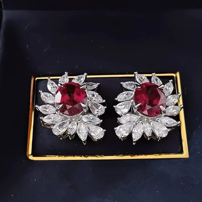 Silver Oval Cubic Zirconia Bridal Earrings Sparkling Wedding Jewelry