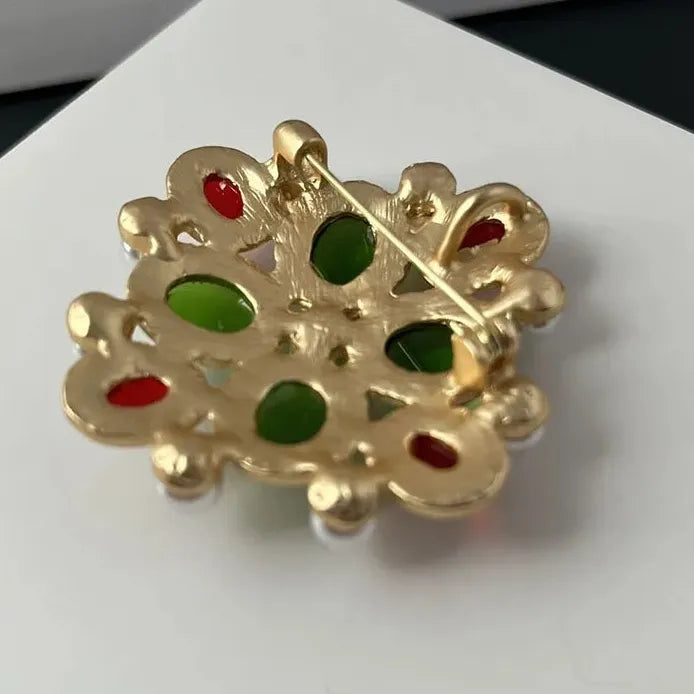 Vintage Agate Gem Resin Pearl Elegant Brooch Pin for Women