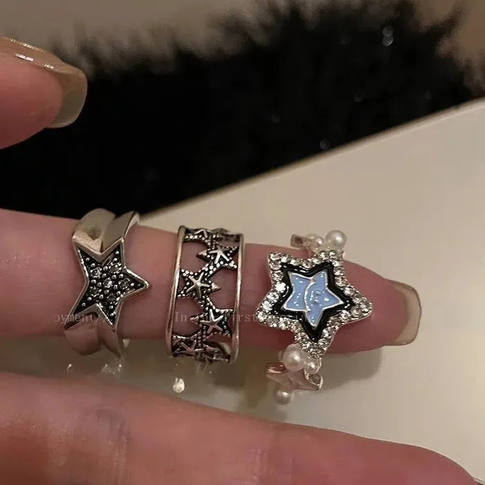 2024 Gothic Star Cocktail Ring Unisex Punk Cross Jewelry Gift