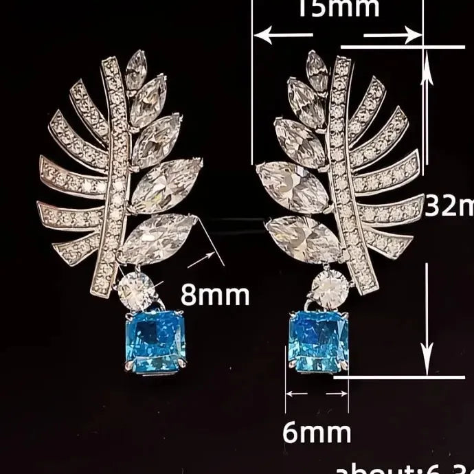 Elegant Blue Cubic Zirconia Copper Alloy Drop Earrings for Party Gift