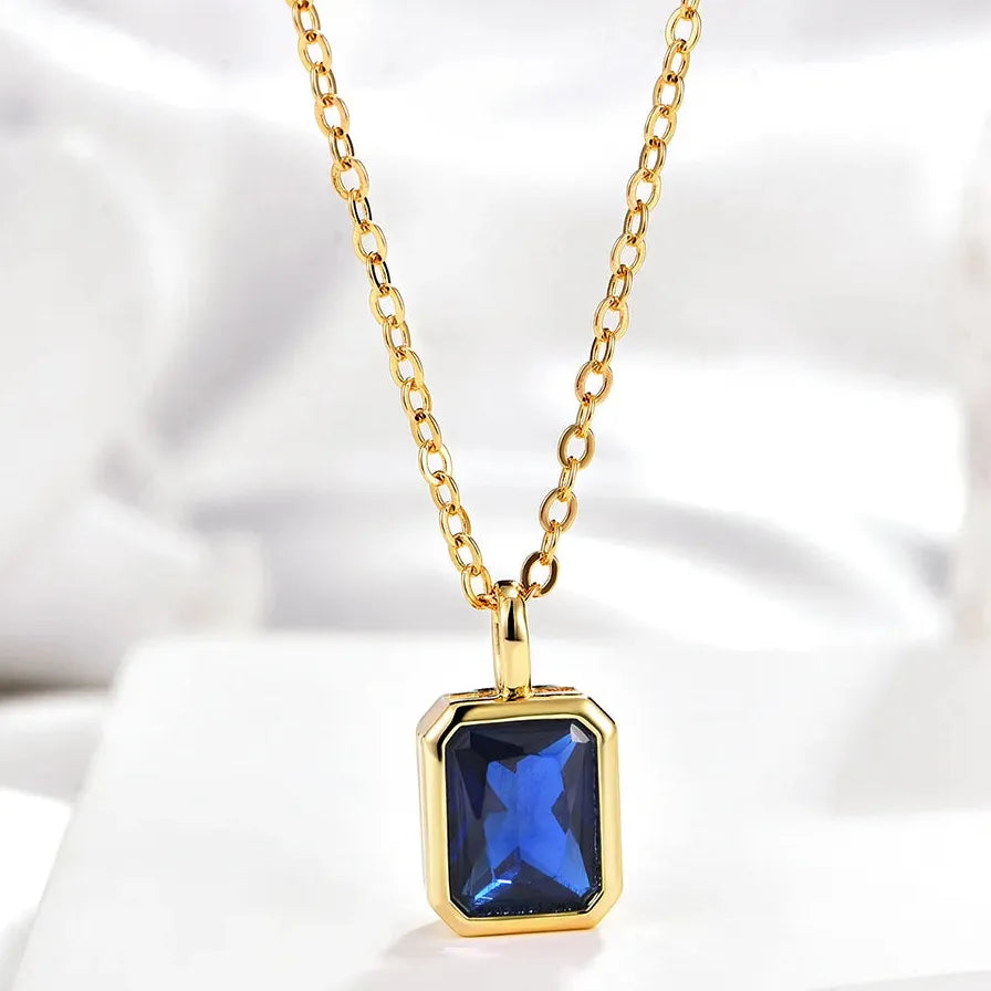 Multicolor Crystal Square Zircon Gold Choker Necklace for Women Party Jewelry