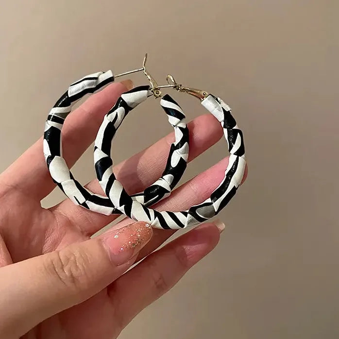 Exaggerated Zebra Pattern Acrylic Geometric Square Drop Earrings for Women Fashion Jewelry