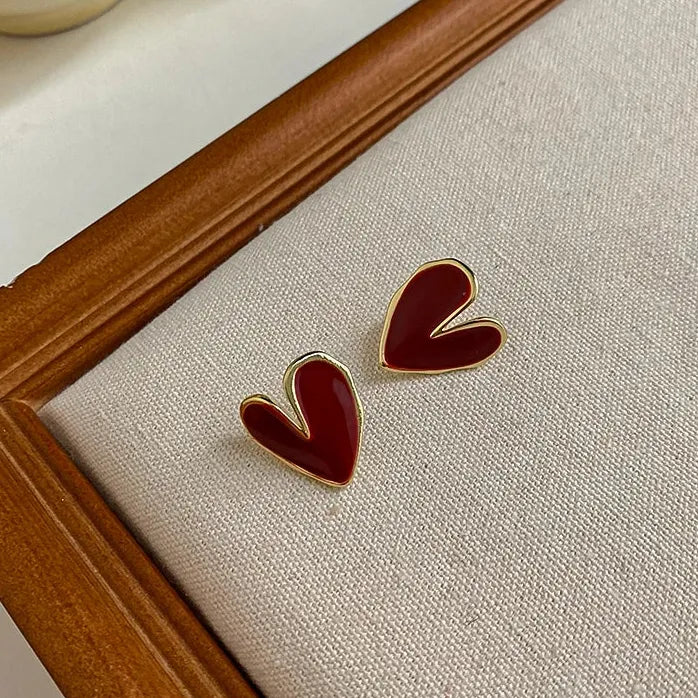 Personalized Heart Stud Earrings for Women Crystal Jewelry Charm Gift