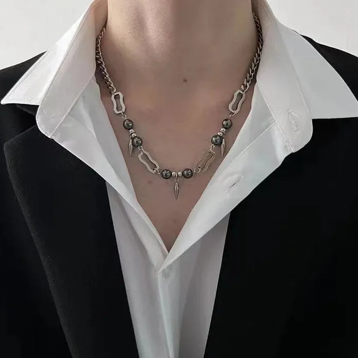 Stainless Steel Black Heart Cross Pendant Necklace Gothic Y2K Punk Choker