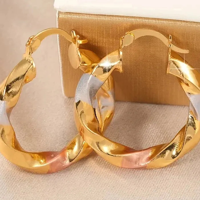 Simple Exquisite Gold Hoop Earrings Zinc Alloy Jewelry for Women Hot Sale