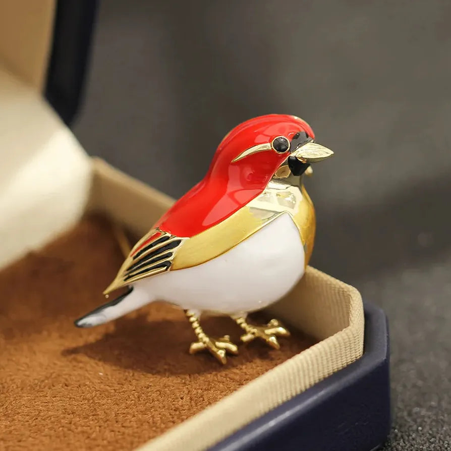 Classic Red Bird Brooch Pin Luxury Jewelry Gift for Men & Women