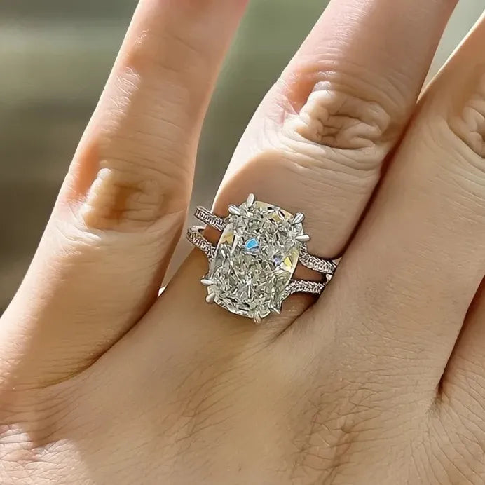 Elegant Big Crystal Cubic Zirconia Geometric Wedding Engagement Ring for Women