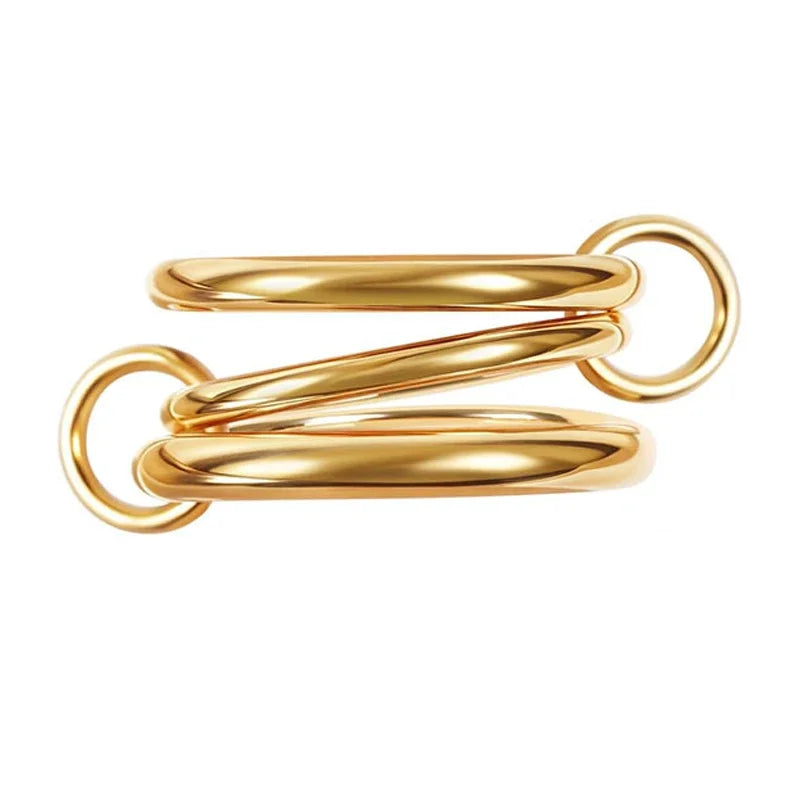 Copper Metal Double Color Three-Ring Set Micro Paved CZ Stackable Rings for Women