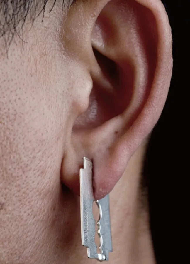 Copper Skeleton Razor Blade Stud Earrings Cyberpunk Unisex Jewelry Gift