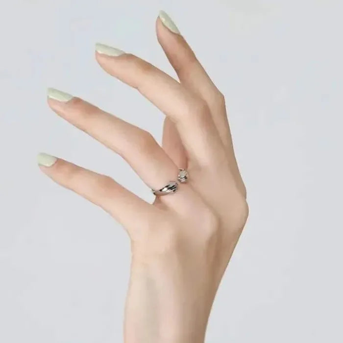 Cat Paw Print Ring Cute Simple Jewelry Gift for Women Girls Animal Lover
